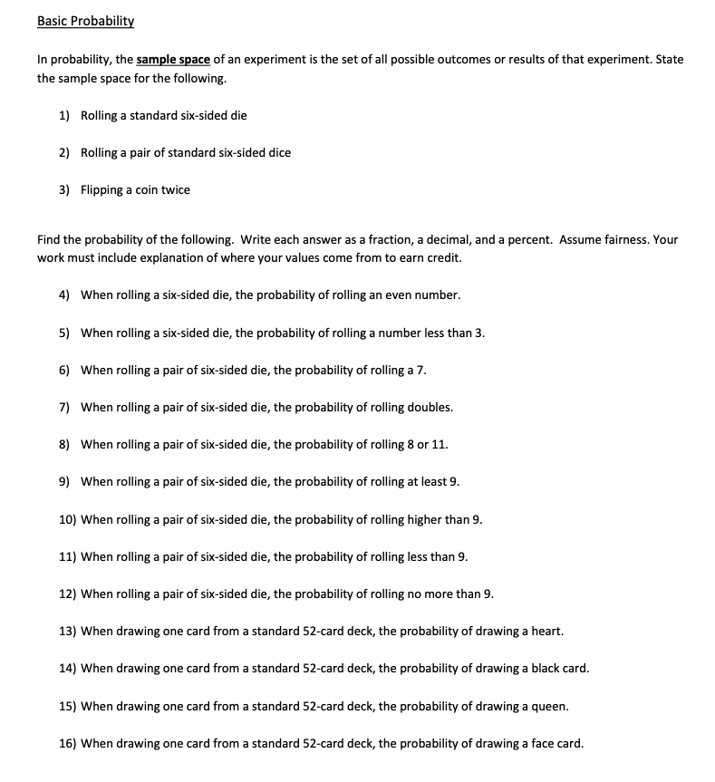 Basic Probability In probability, the sample