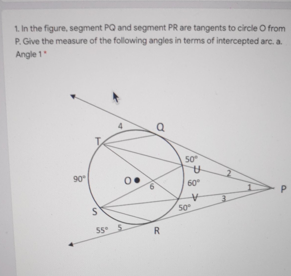 In the figure, segment PQ and segment PR are