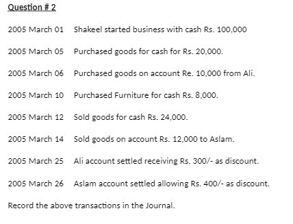 Question # 2 2005 March 01 Shakeel started