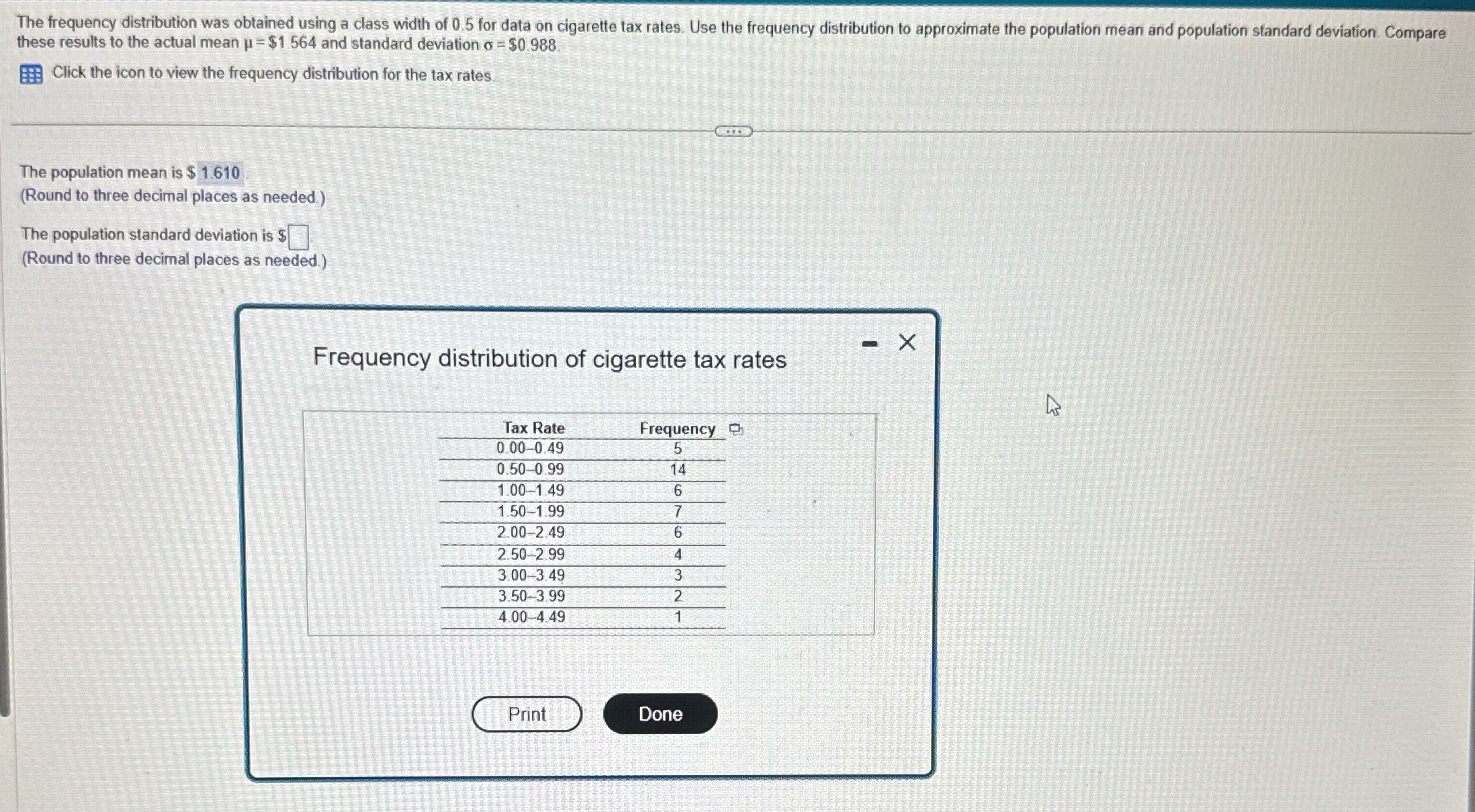 I need help putting the population standard