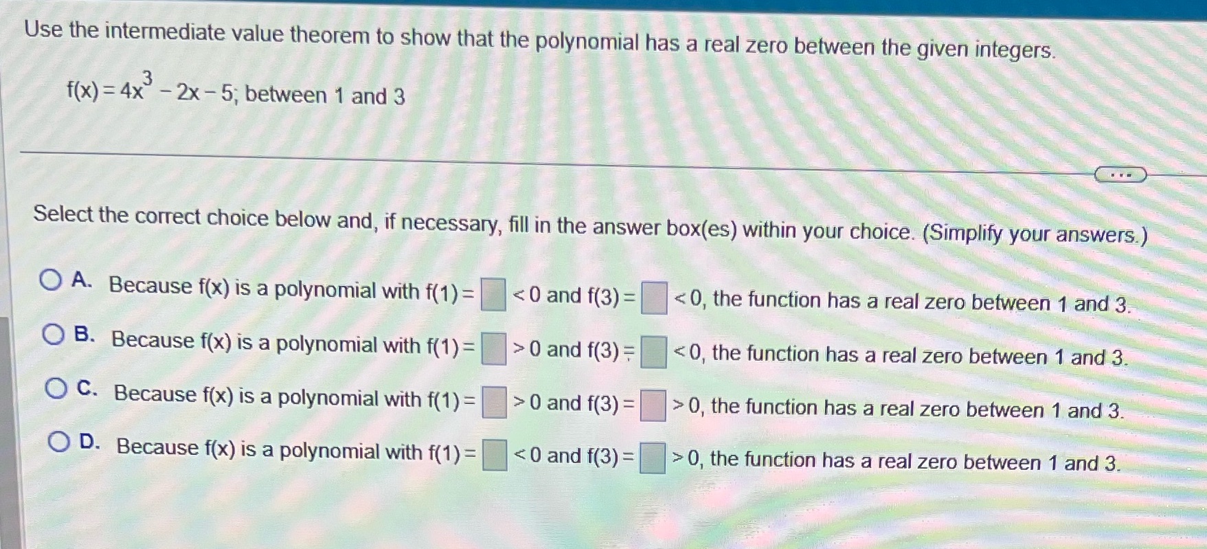 Use the intermediate value theorem to show that