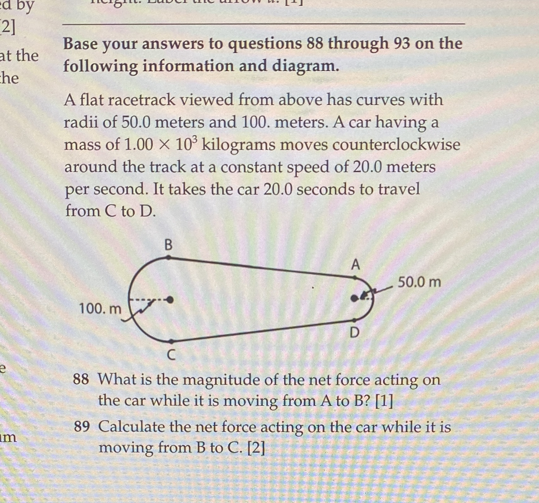 90 Calculate the distance from C to D. [2] 91