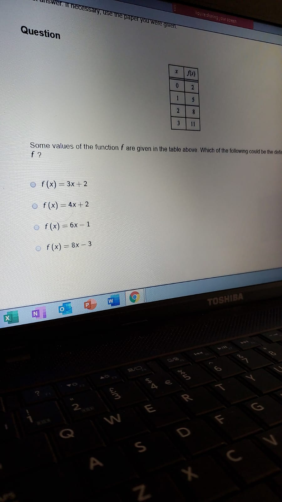 What could be the definition of f? iswer. If