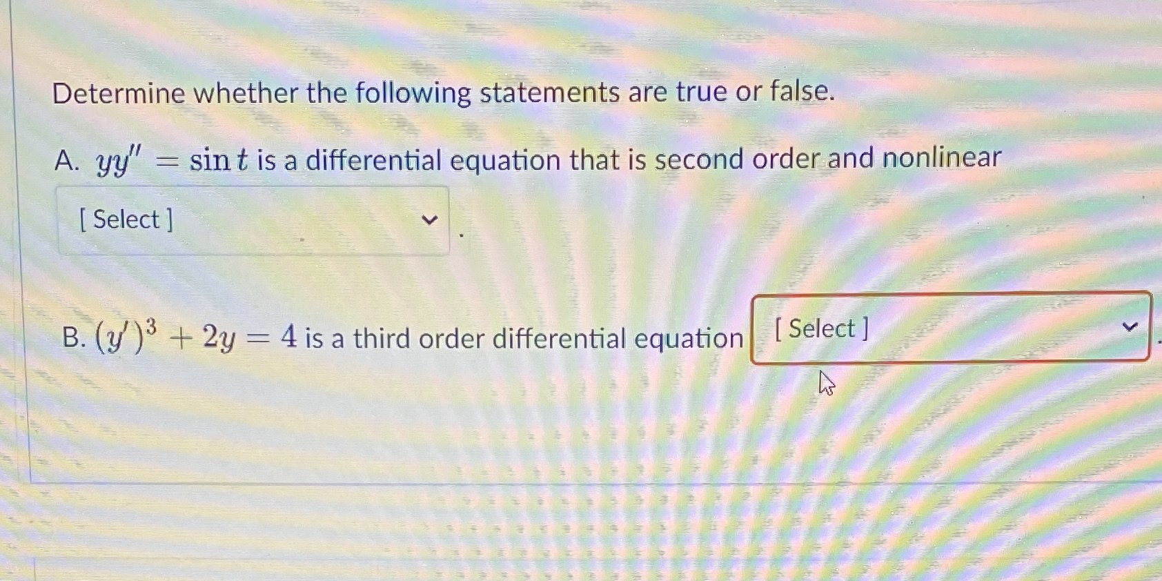 Determine whether the following statements are