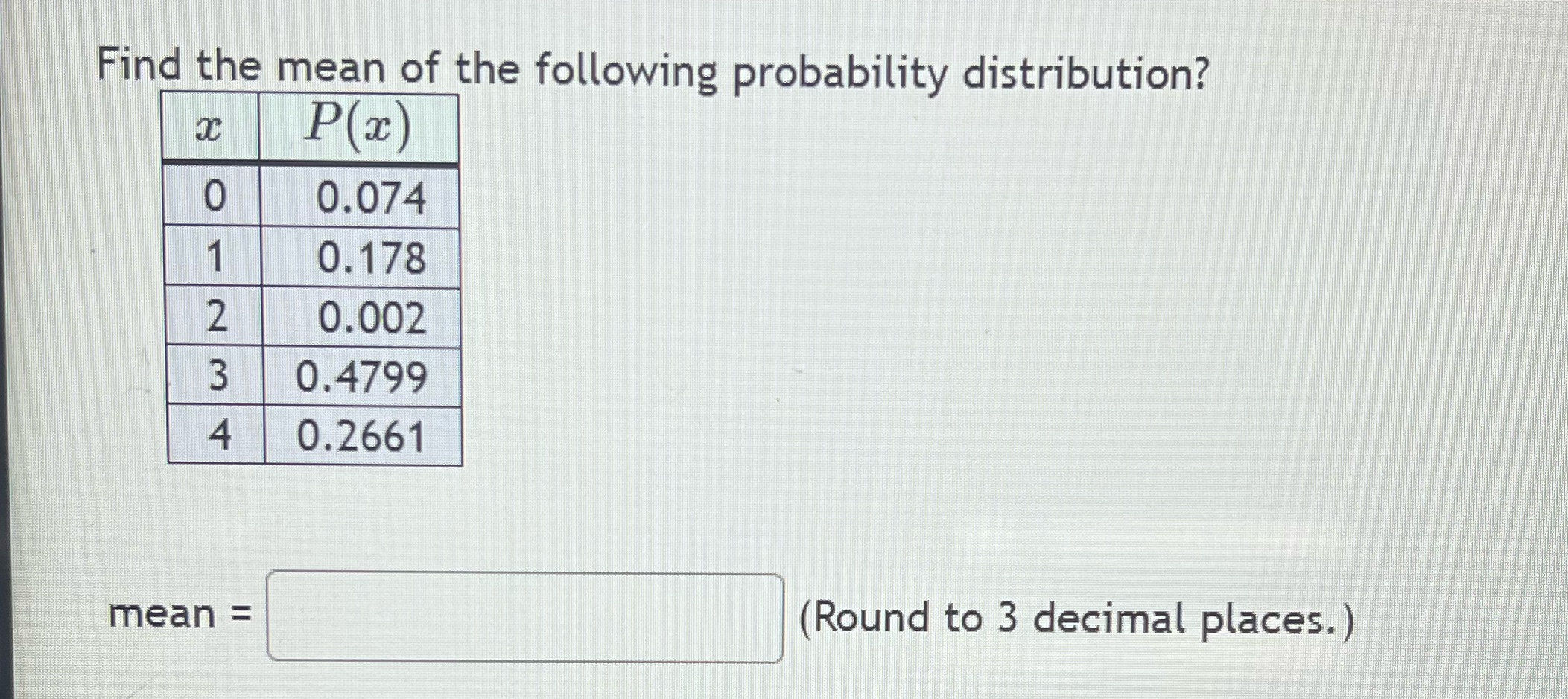 What is the solution ? Find the mean of the