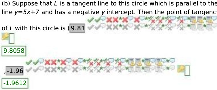 (b) Suppose that _ is a tangent line to this