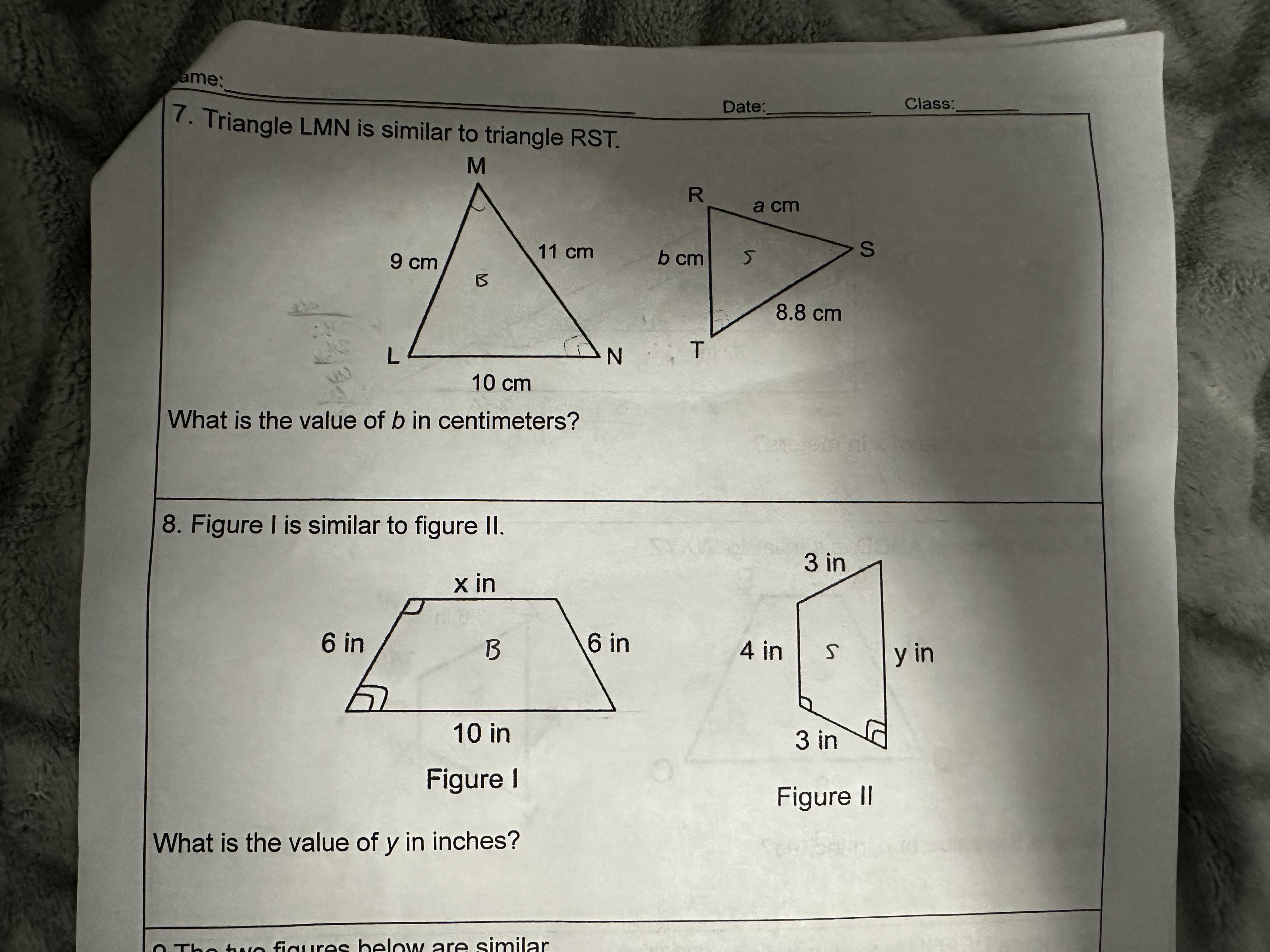 Name Date Class 10. The two triangles below are
