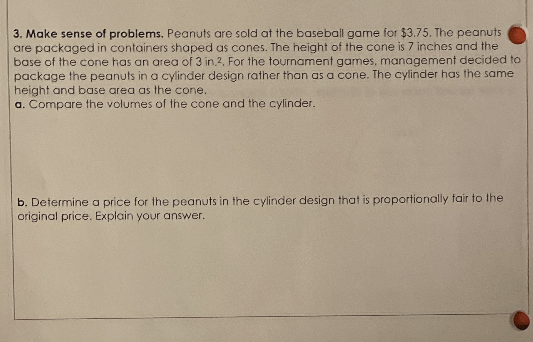3. Make sense of problems. Peanuts are sold at