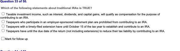 Question 33 of 50. Which of the following