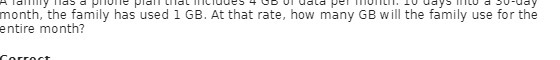 entire month? month, the family has used 1 GB. At