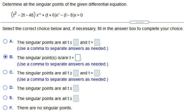 Determine all the singular points of the given
