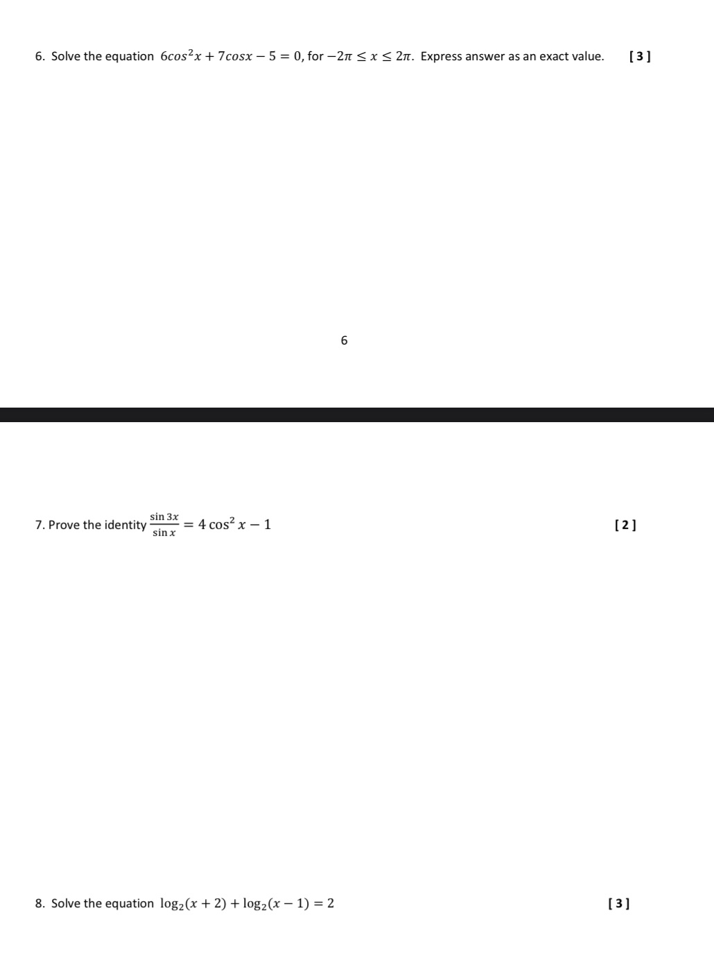 Advance function 6,7,8 with full answer and