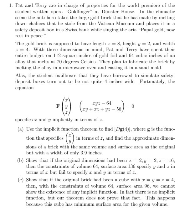 1. Pat and Terry are in charge of properties for