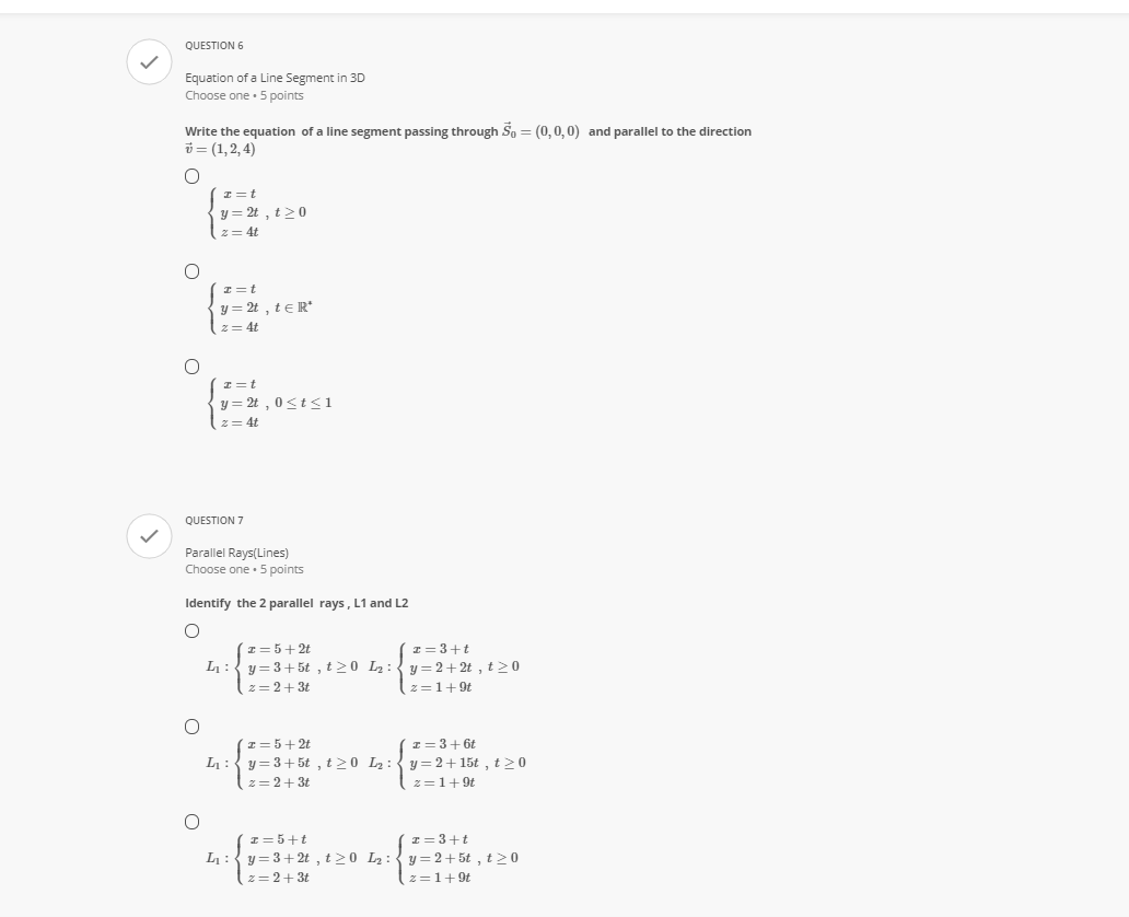 QUESTION 6 Equation of a Line Segment in 3D