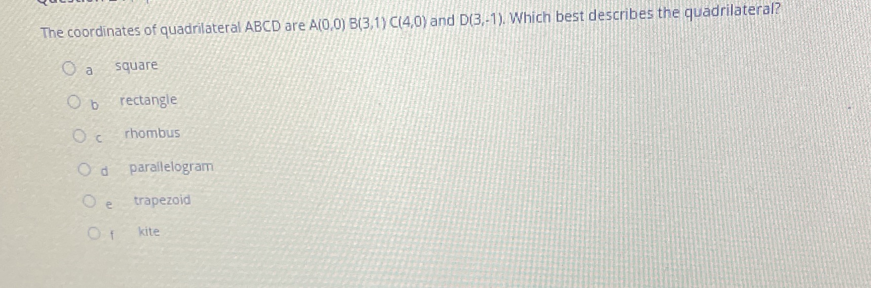 The coordinates of quadrilateral ABCD are A(0,0)