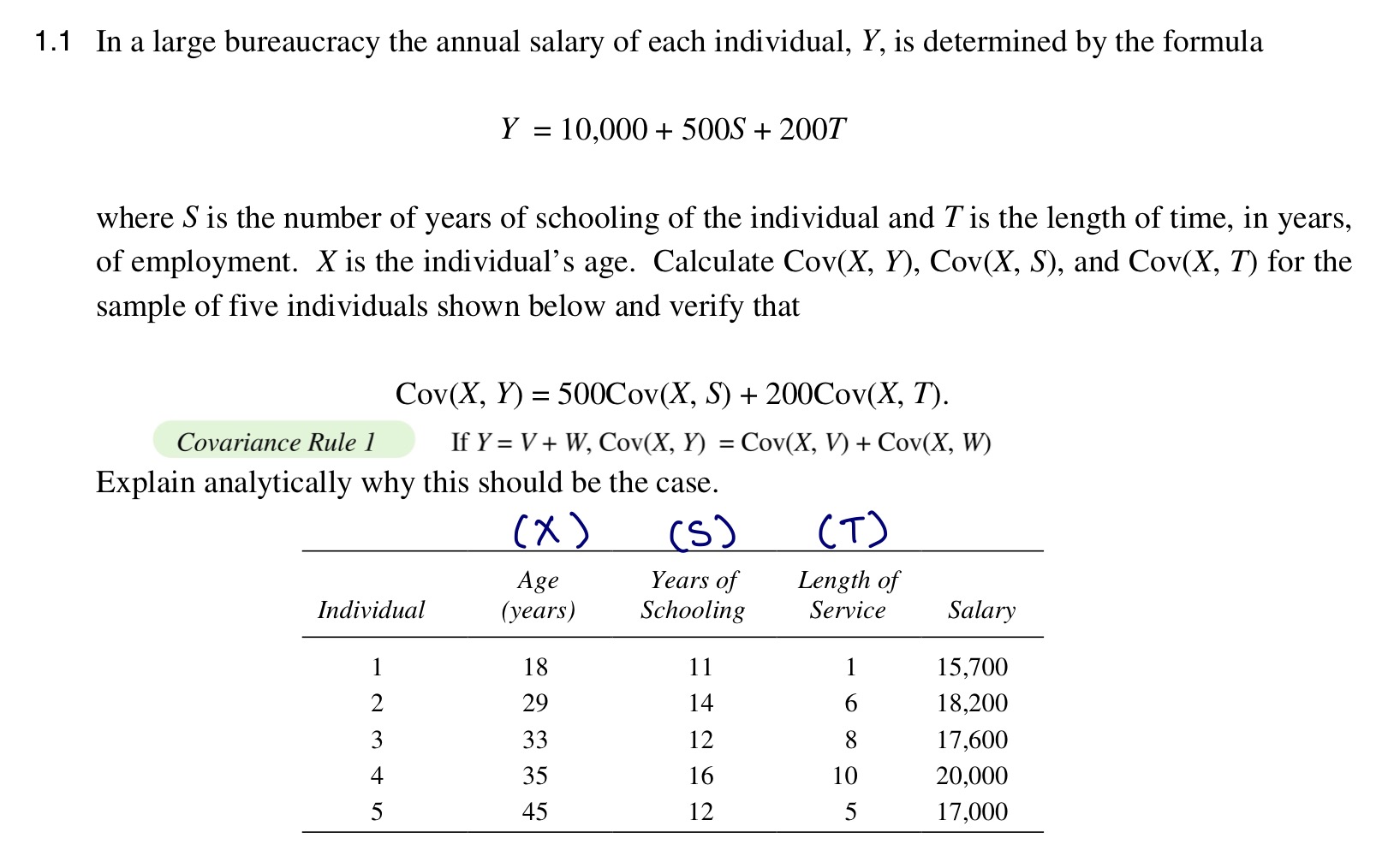 1.1 In a large bureaucracy the annual salary of