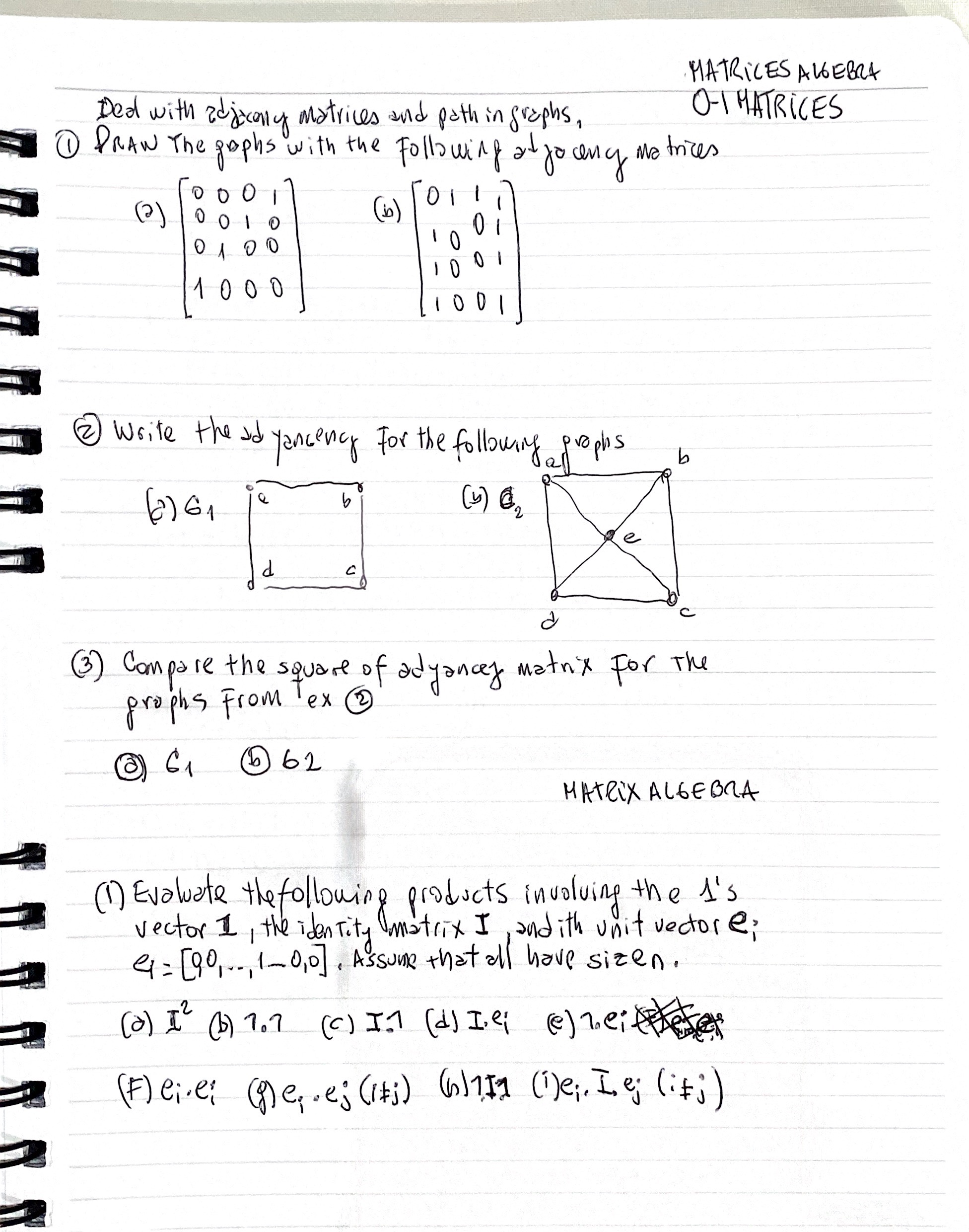 MATRICES ALGEBRA Dead with adjcanly matrices and