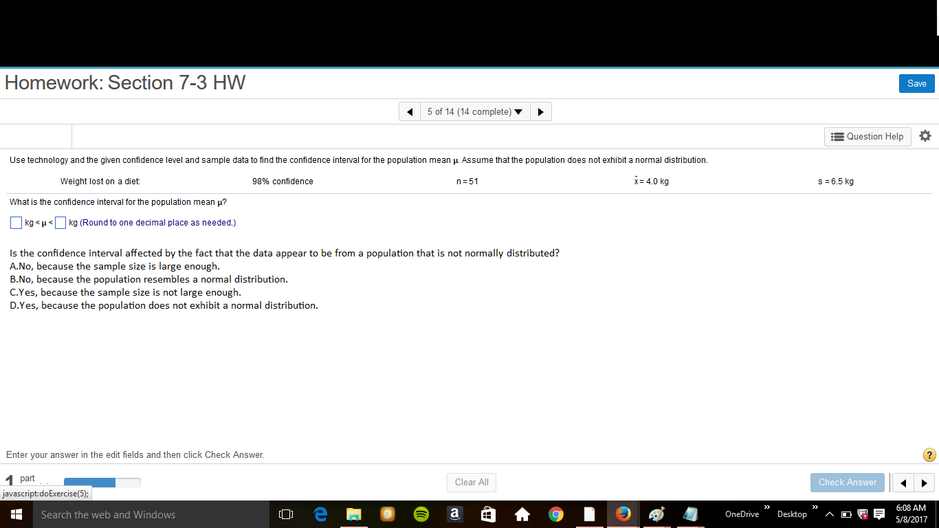 Homework: Section 7-3 HW 1 S of14 [14 complete)v