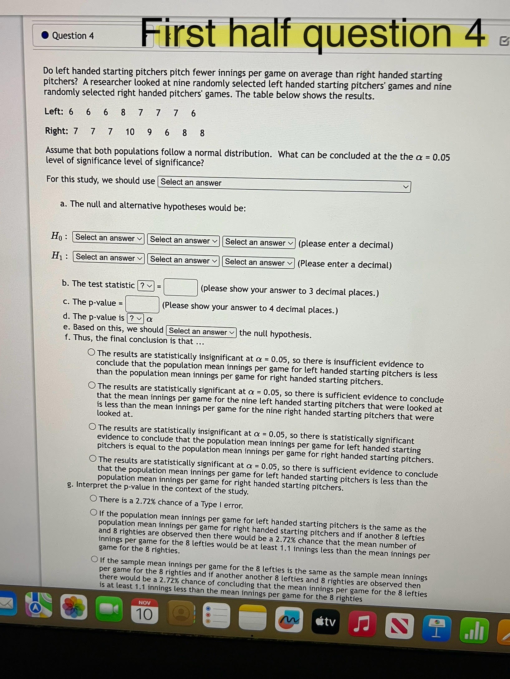 Chapter 10: Hypothesis Test for a Difference of 2