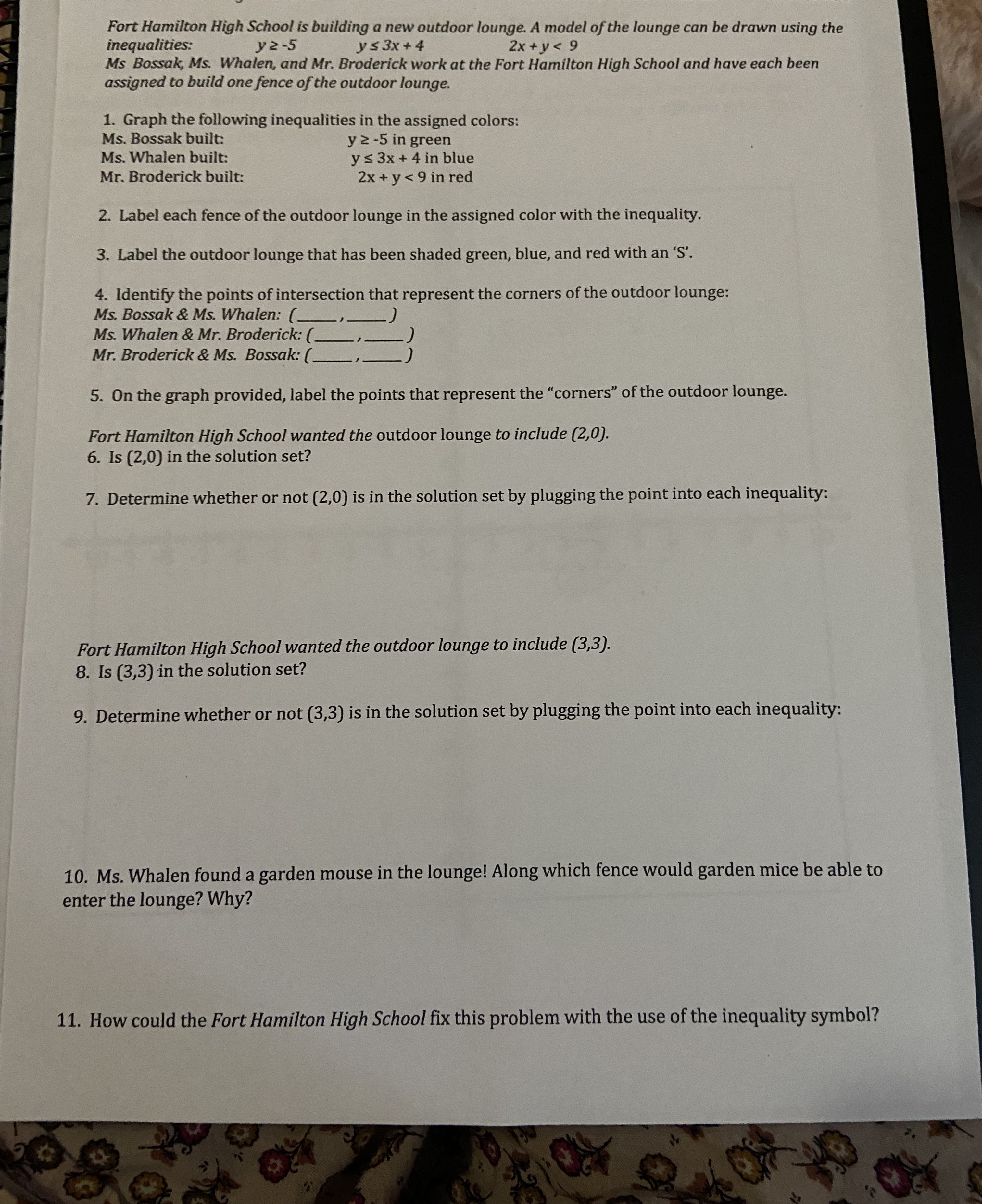 Name: Period: Total Score: RUBRIC: System of