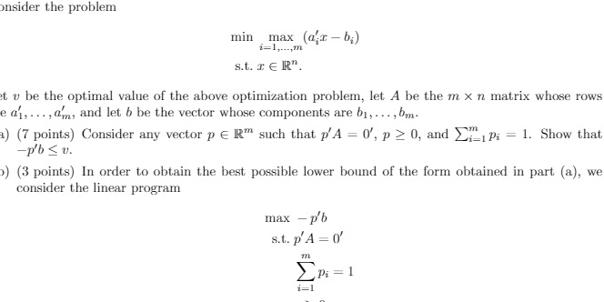 onsider the problem min max (a;x -b;) i=1,....m