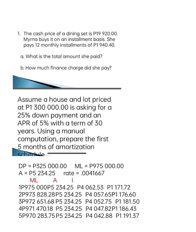 Business math need clear solution 1. The cash