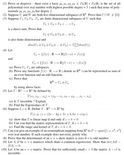 (1) Prove or disprove : there exist a basis po,