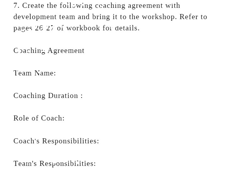 3\". Create the following coaching agreement with