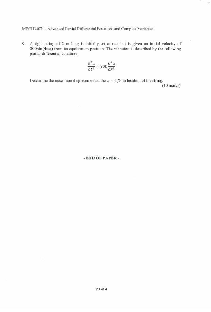 MECH3407: Advanced Partial Differential Equations