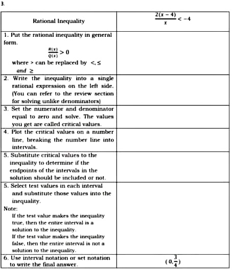(1 - 4) Rational Inequality c-4 1. Put the