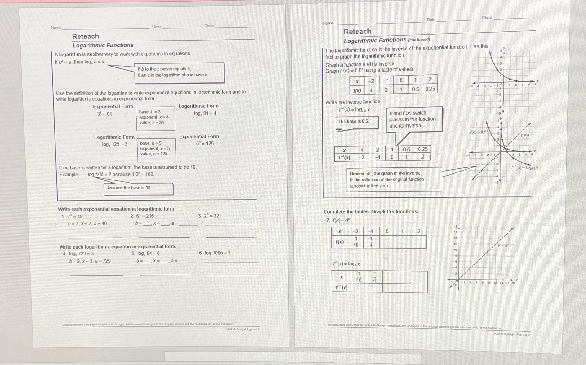 Help pls Date Class Name Date Class Name Reteach