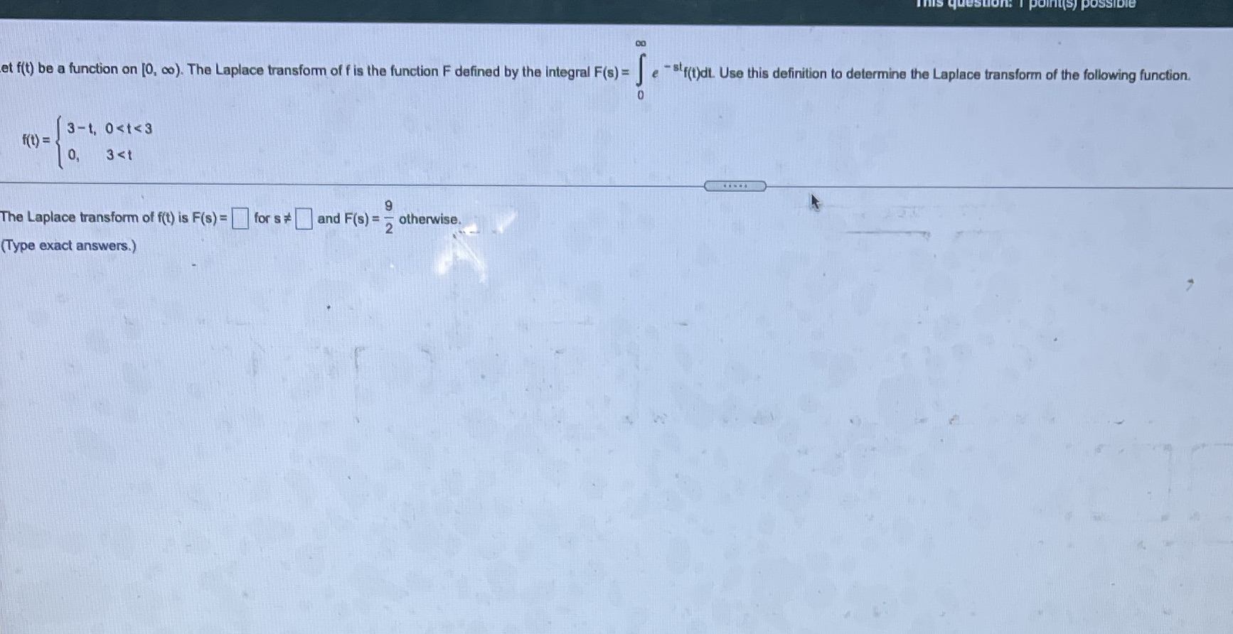 8 et f(t) be a function on [0, co). The Laplace
