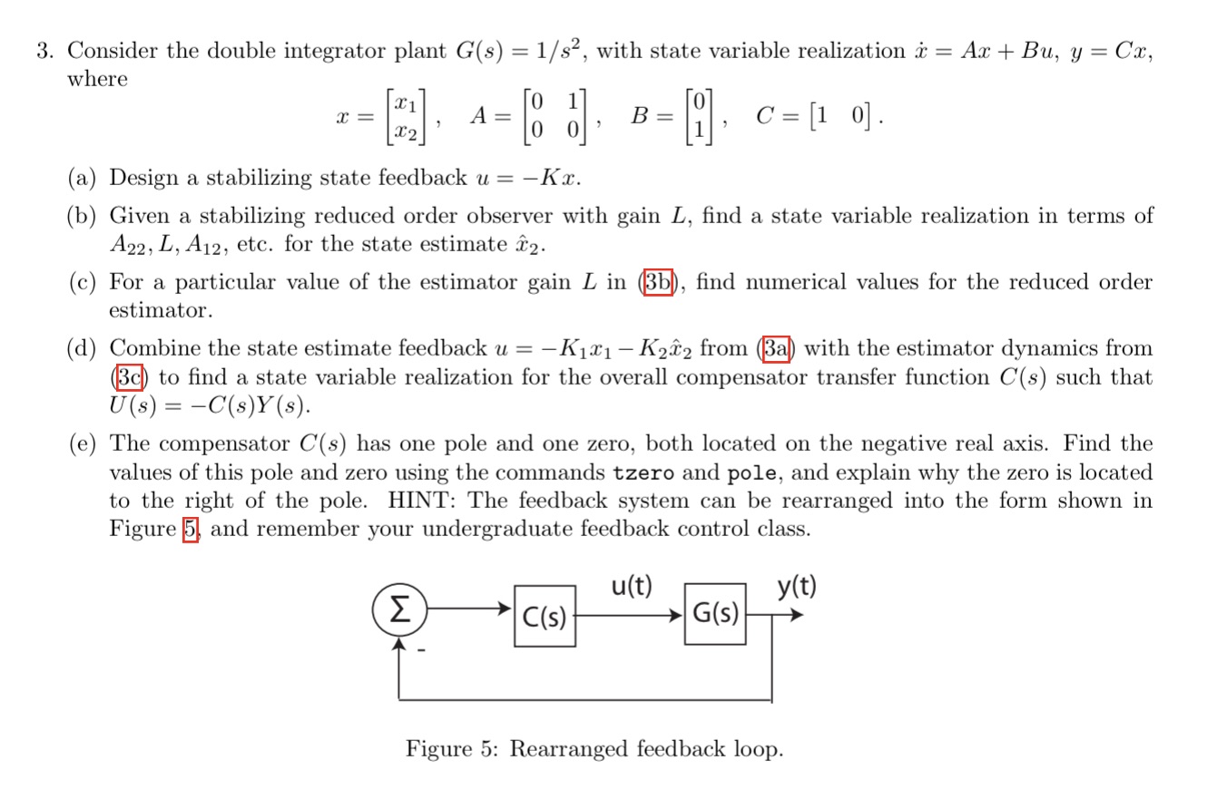 3. Consider the double integrator plant C(s) =