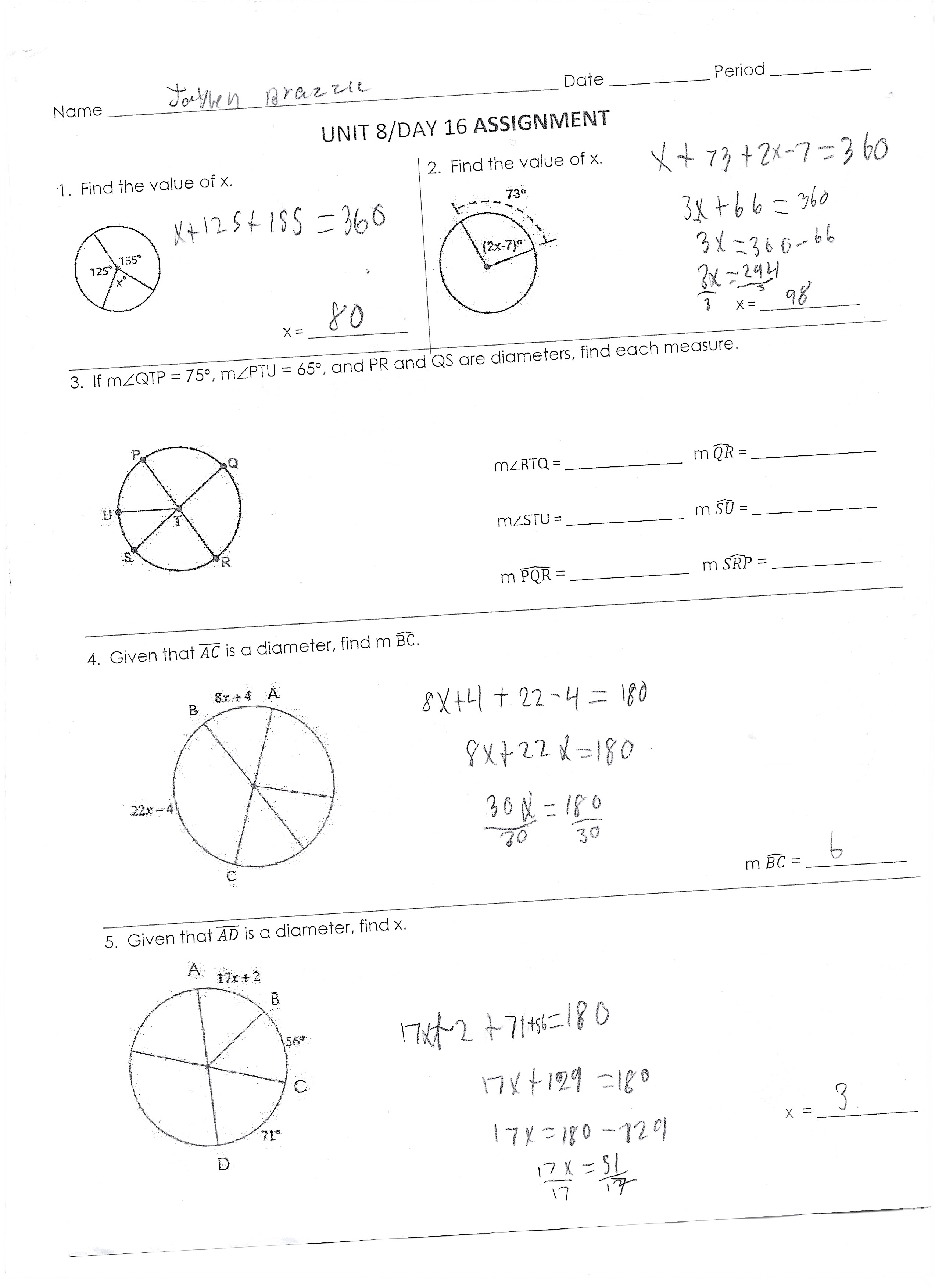 Name Jaylen Brazzle Date Period UNIT 8/DAY 16