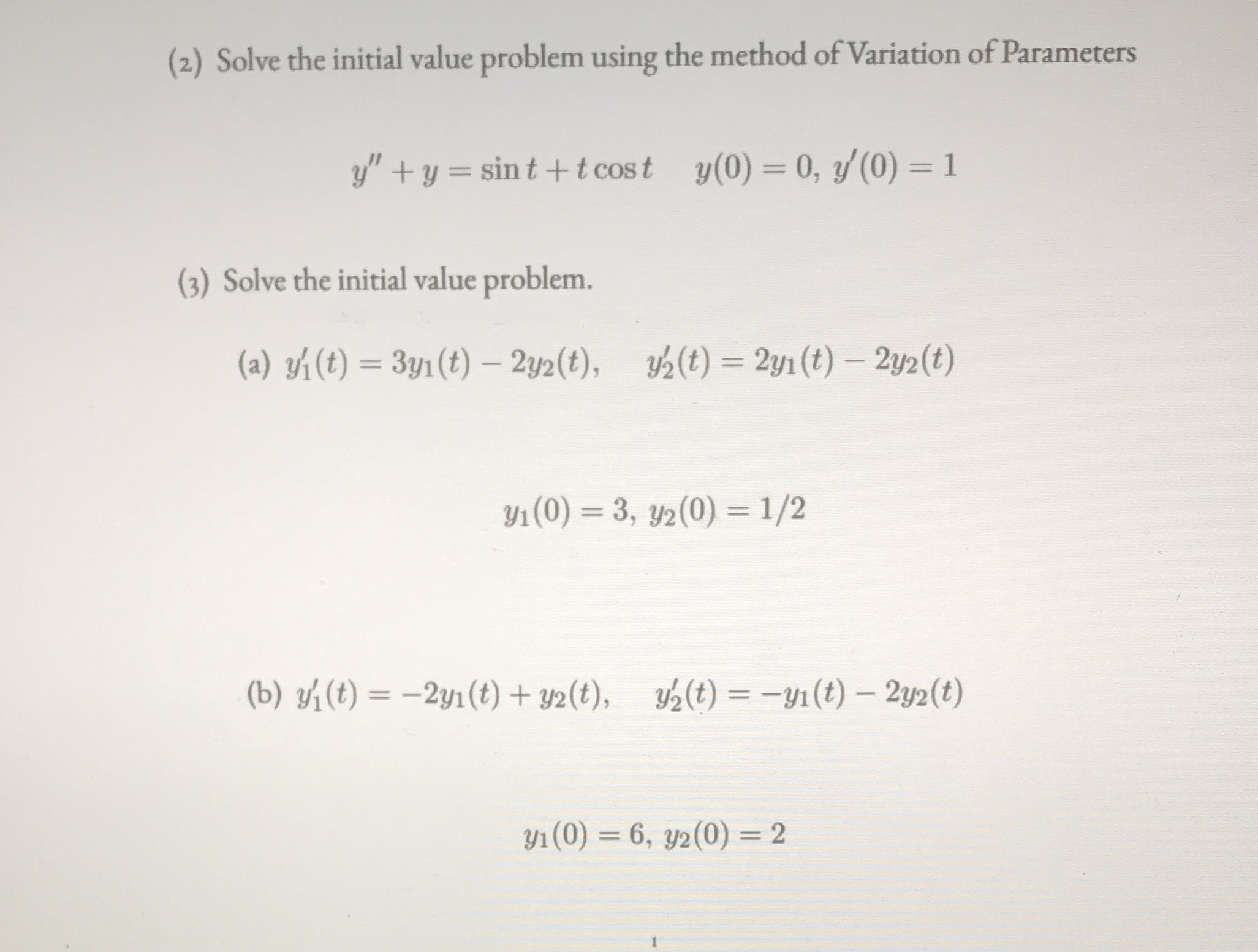 Need number 2&3 (2) Solve the initial value