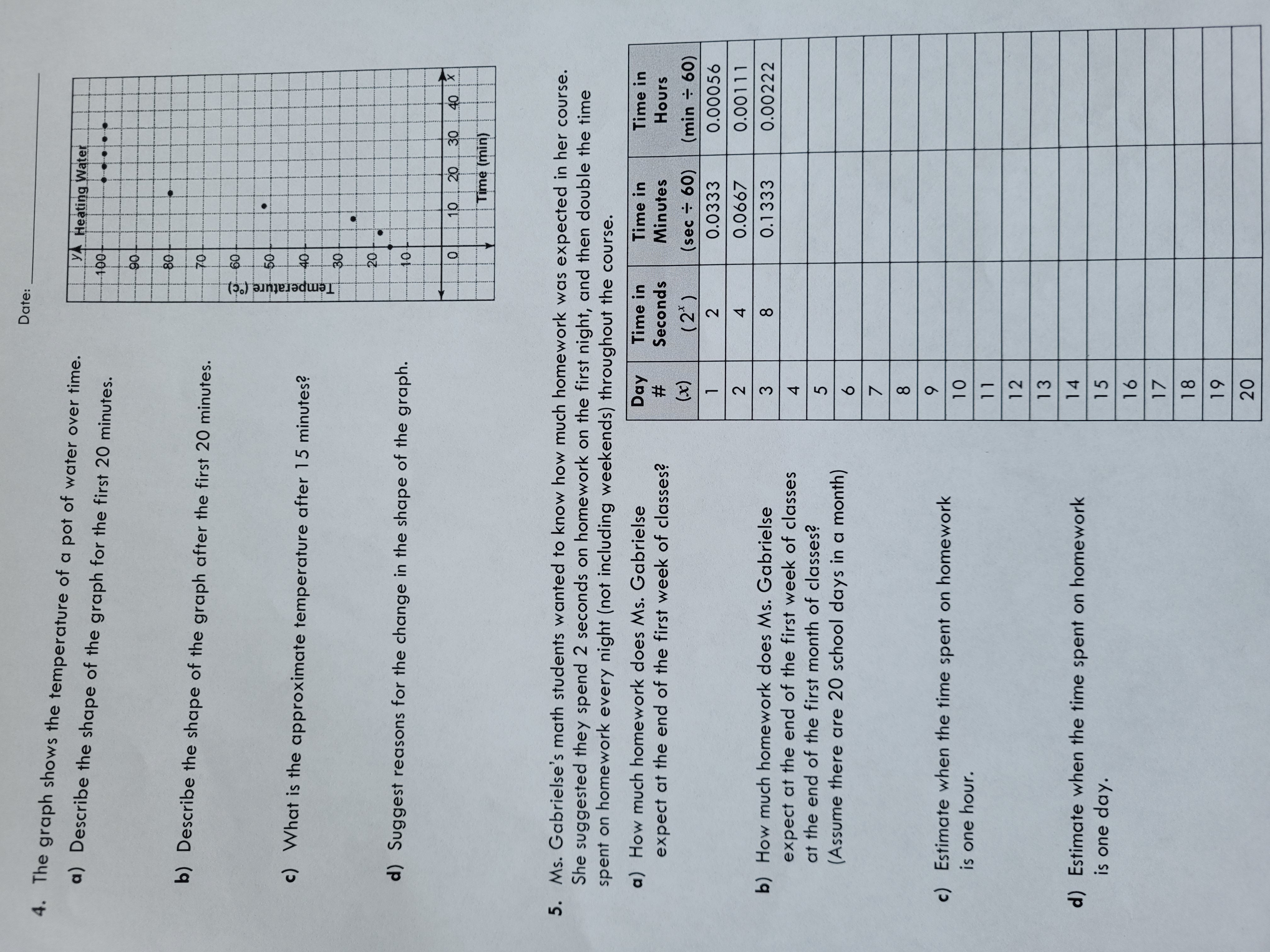 MBF3C Date: Investigating Exponential Relations