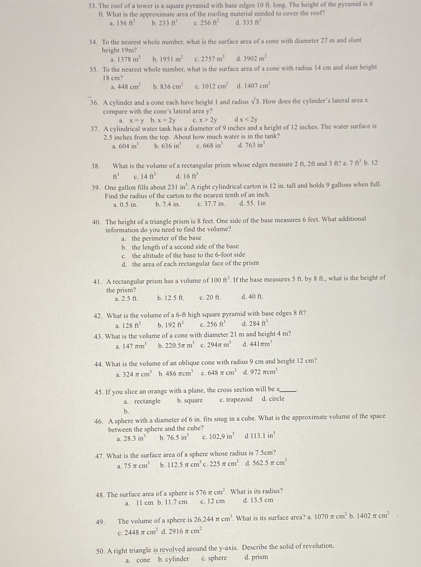 33-50 please and thank you 33. The roof of a