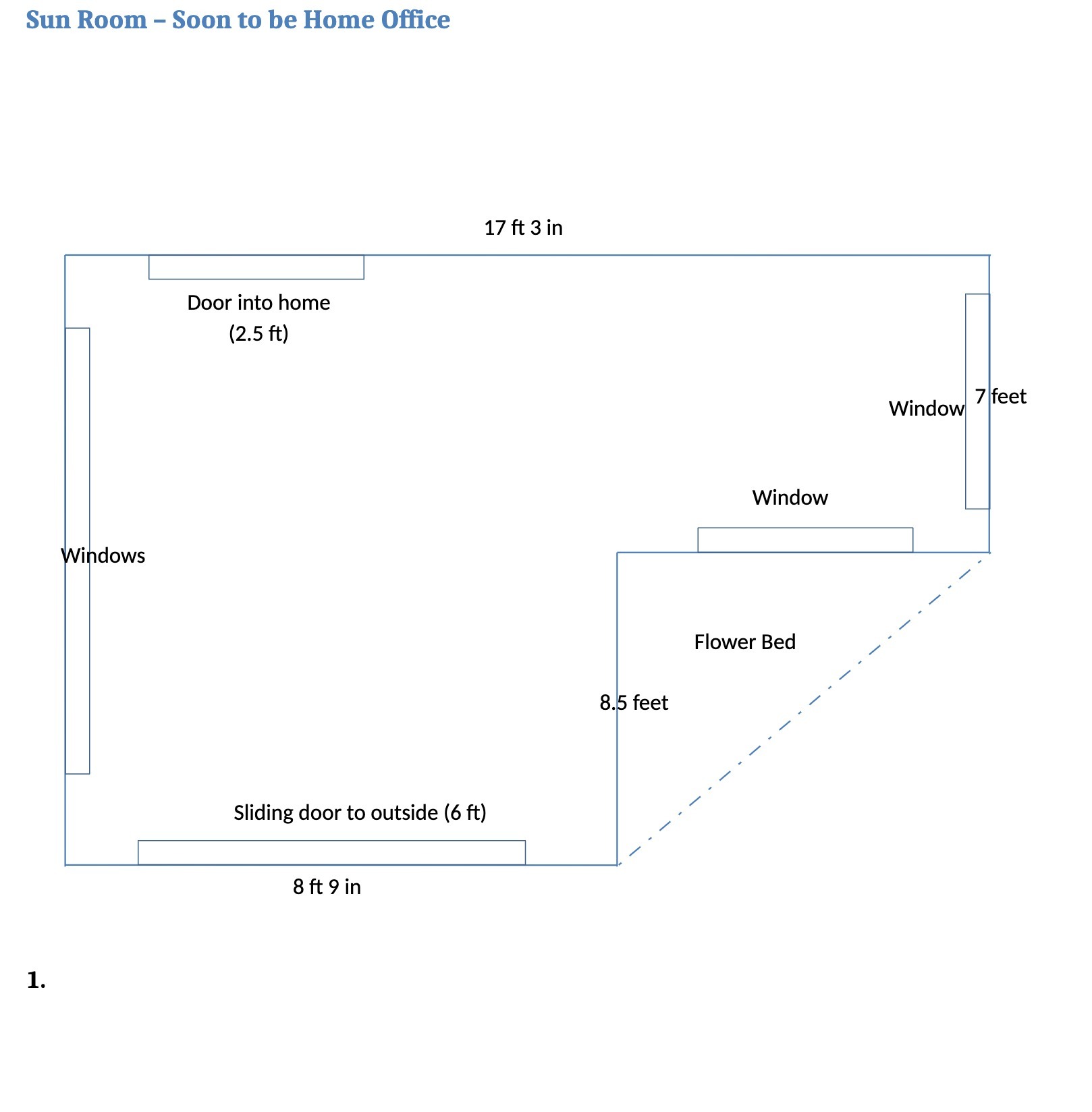 Sun Room - Soon to be Home Office 17 ft 3 in Door