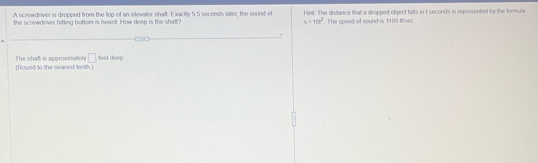 A screwdriver is dropped from the top of an