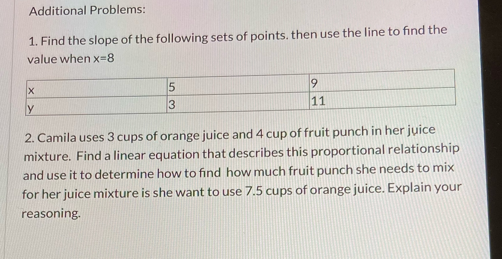 additional problems #1 and #2 Additional