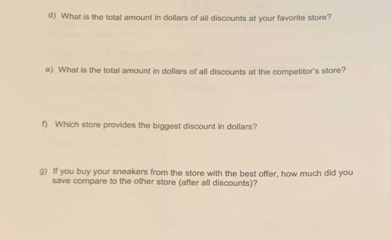 Problem: your favorite store sells a new pair of