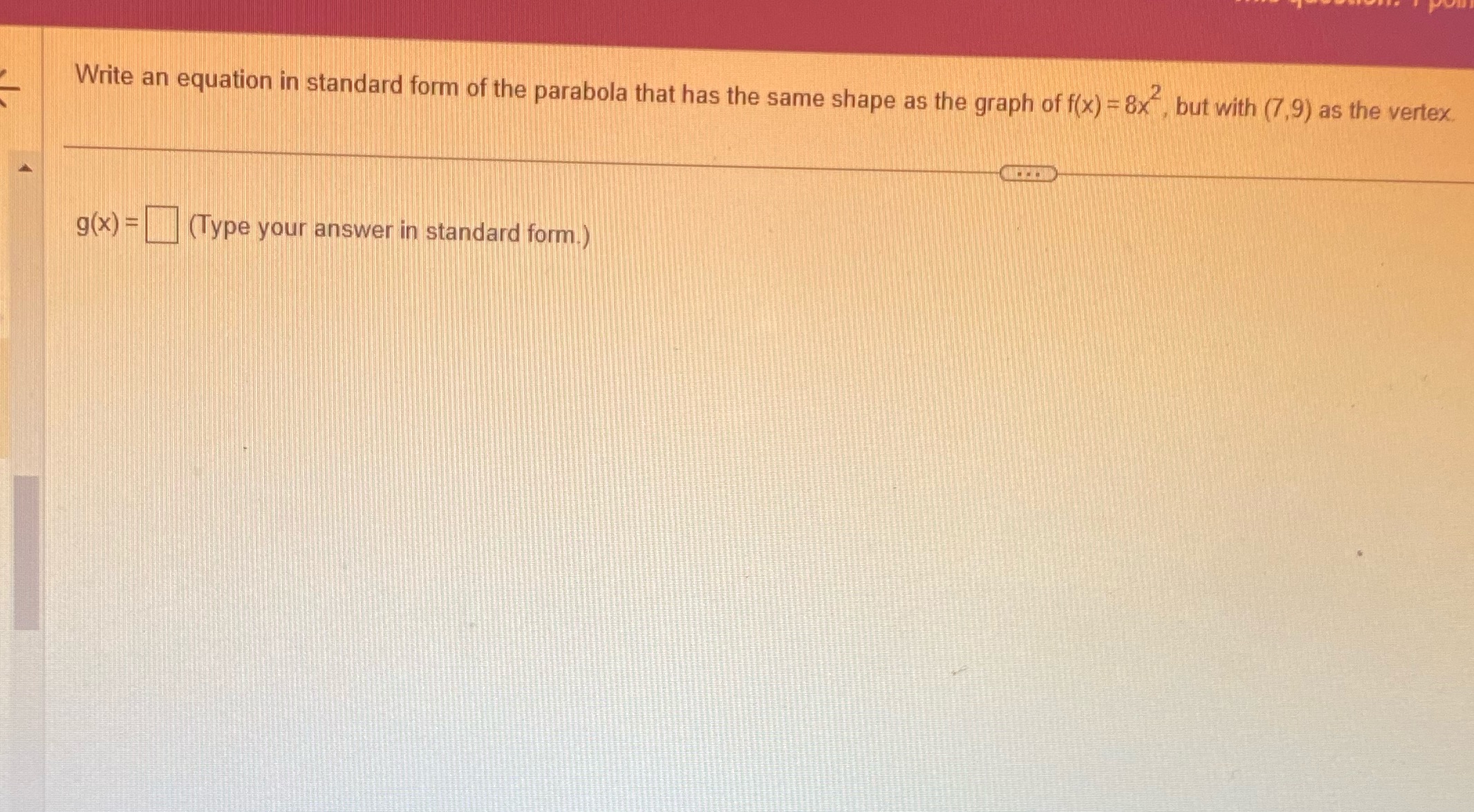 Write an equation in standard form of the