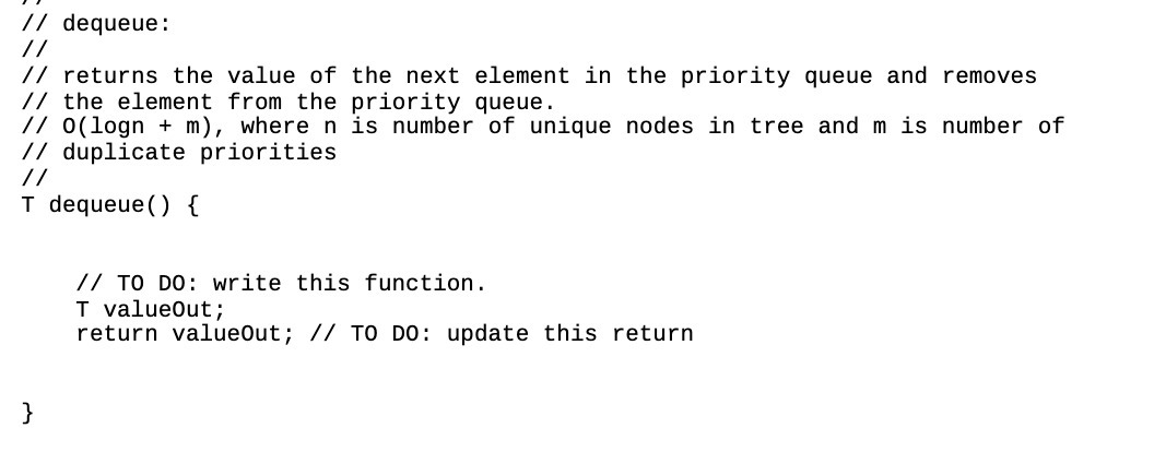 // dequeue: // // returns the value of the next