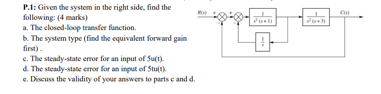 P.1: Given the system in the right side, find the