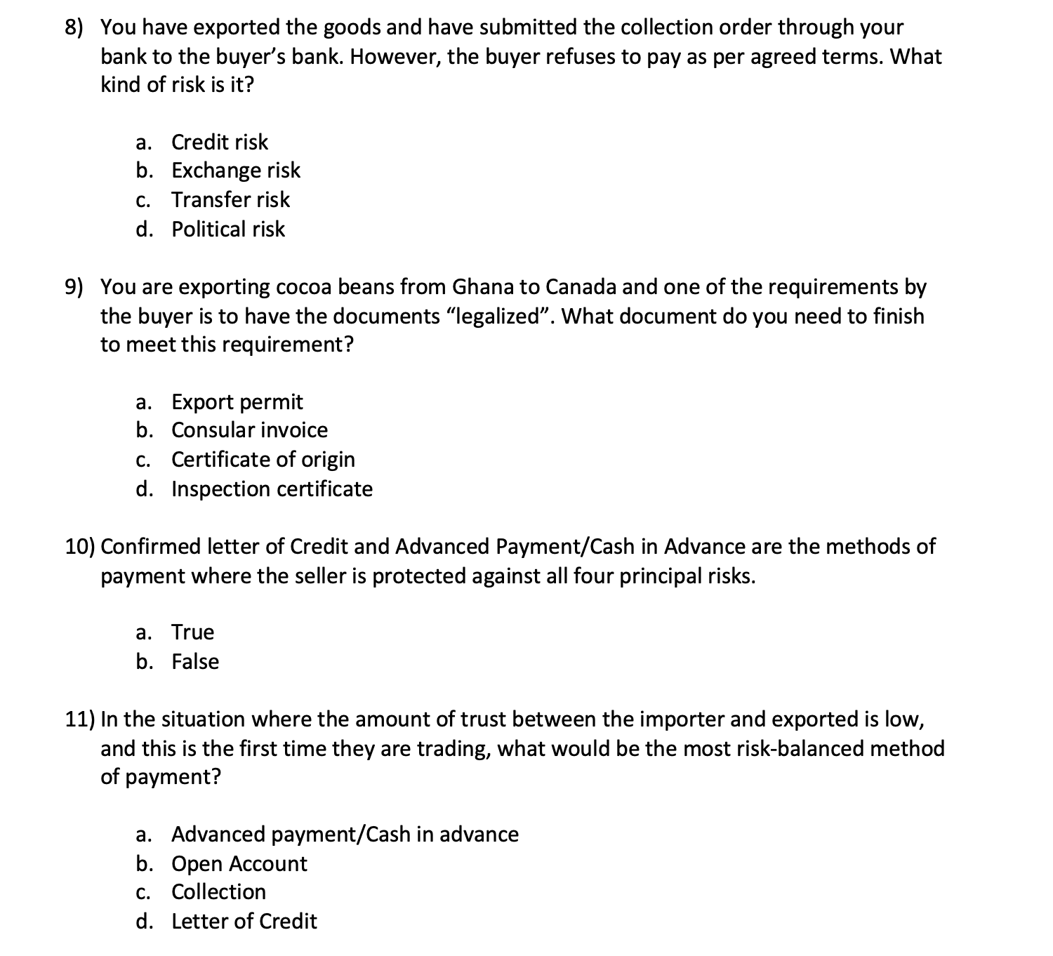 Please answer the following 15 short MCQ/True &
