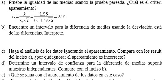 a) Pruebe la igualdad de las medias usando la
