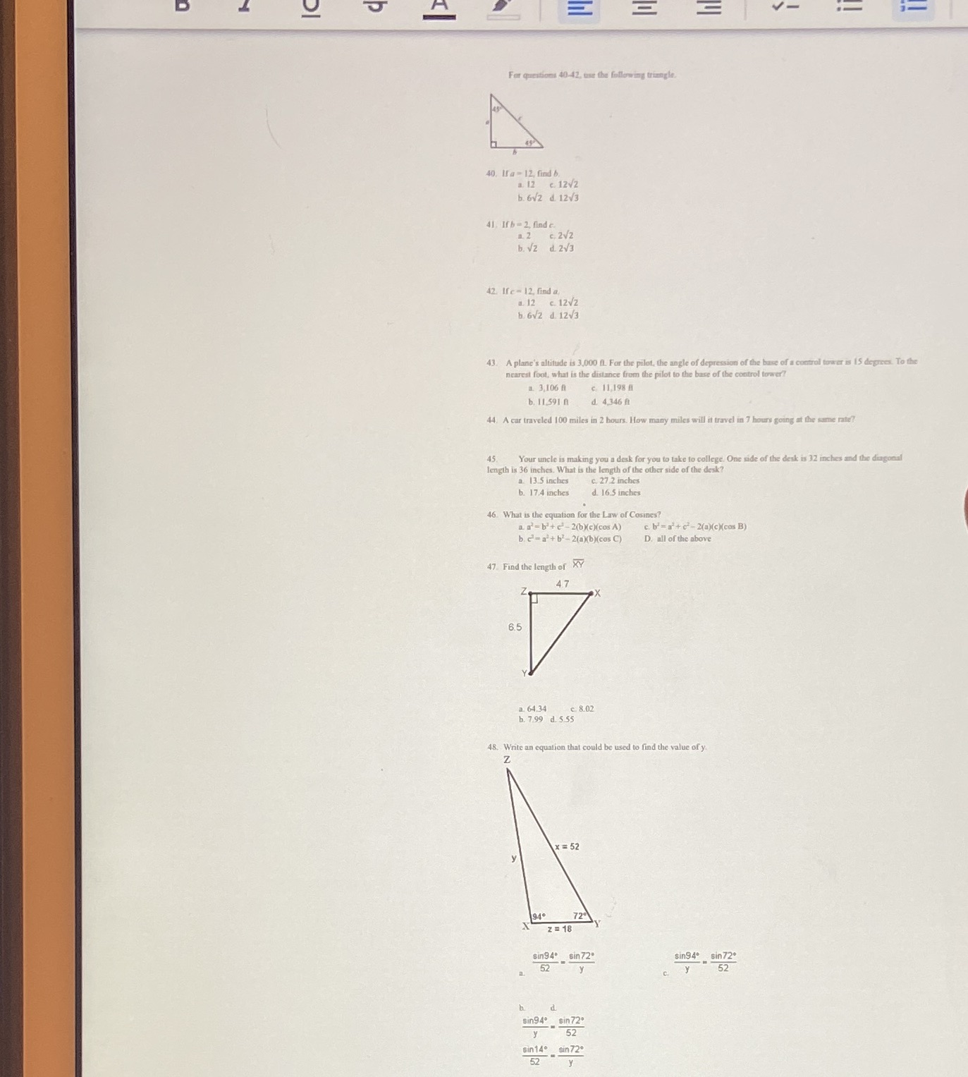 40-48 please and thank you For questions 40-42,