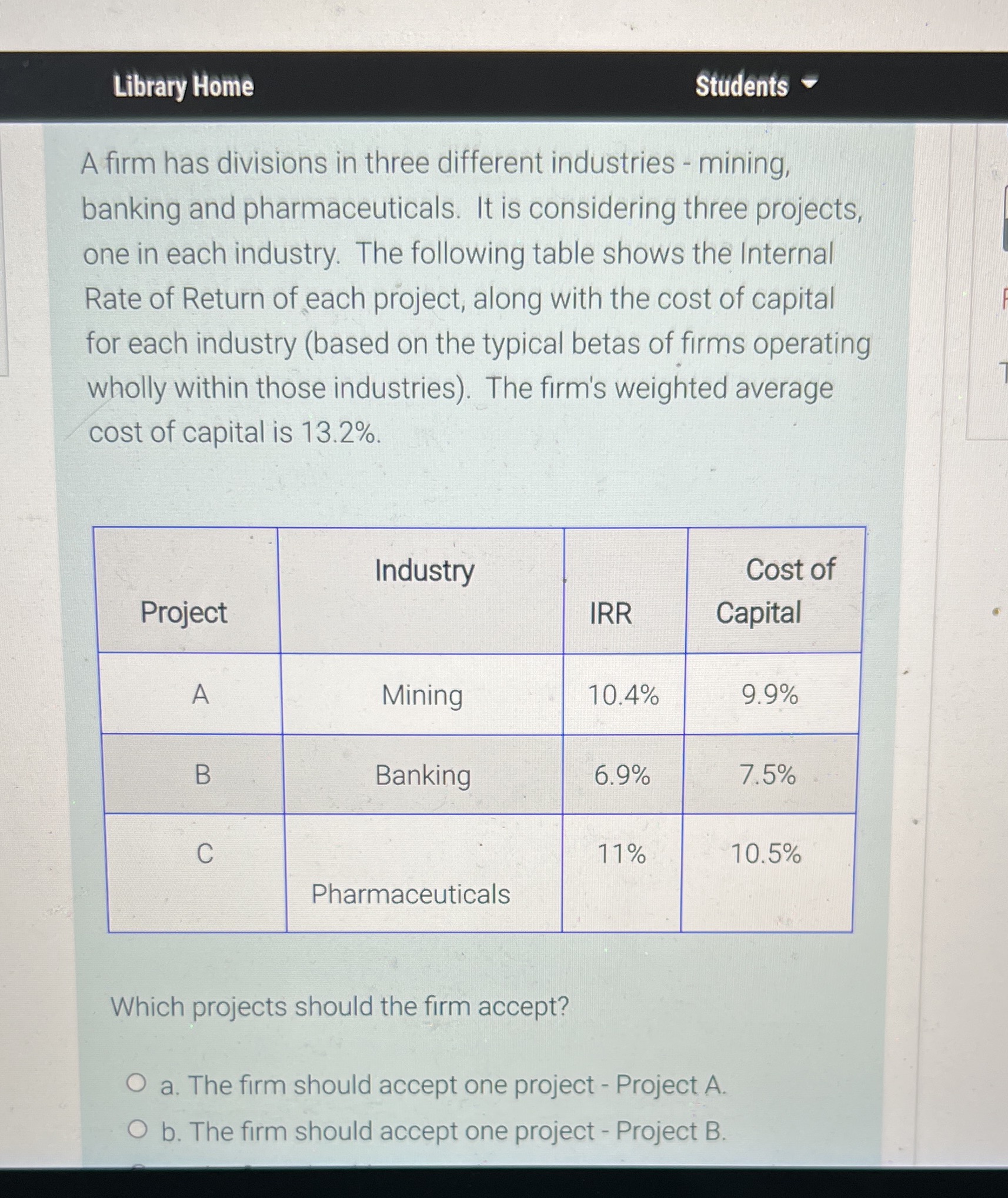 Library Home Students A firm has divisions in