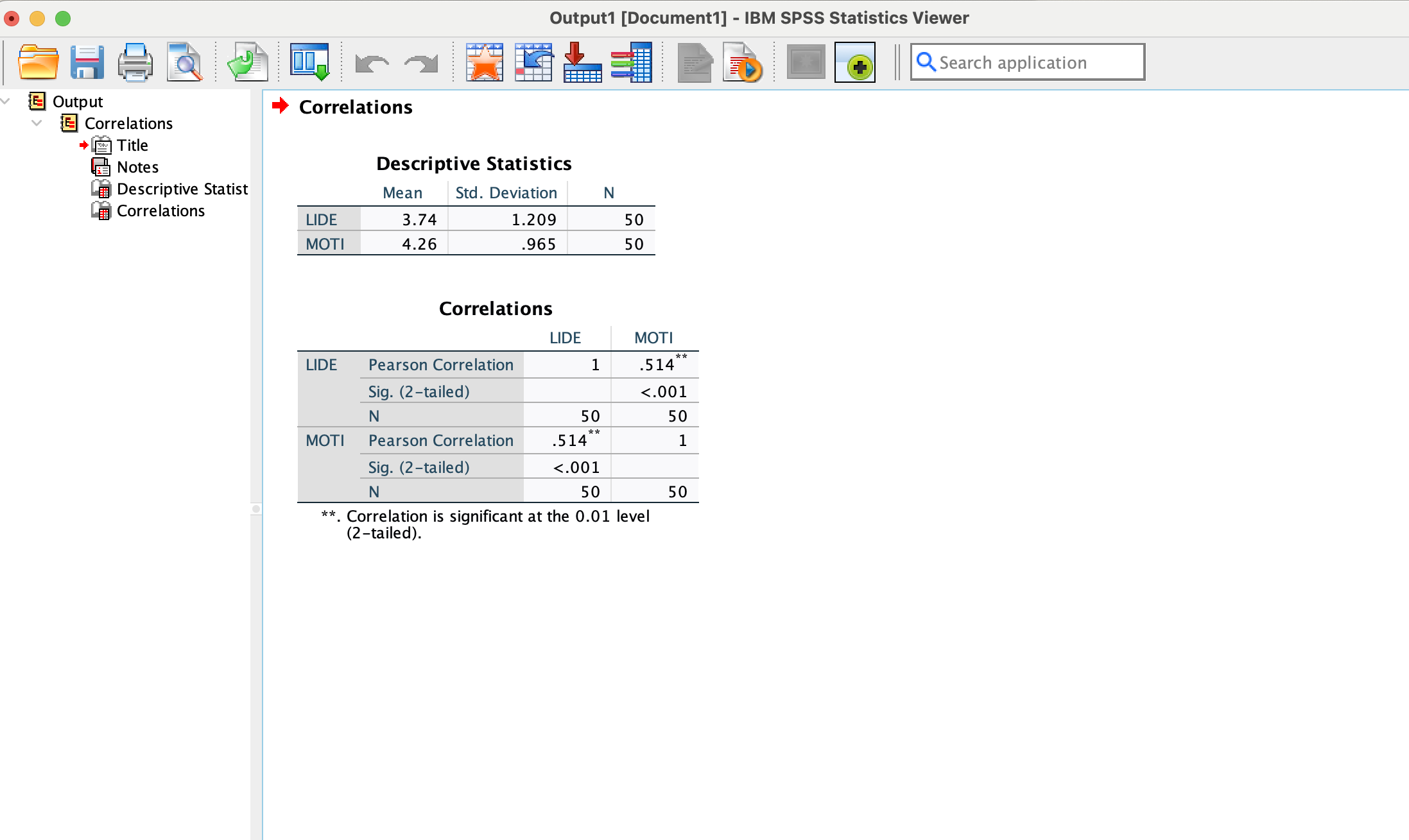 Correlation exercise H1- There is a relationship