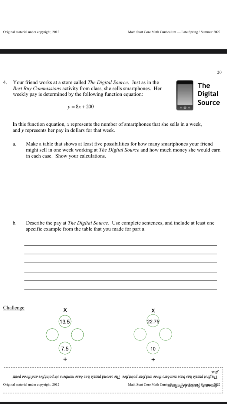 Original material under copyright, 2012 Math